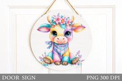 Patchwork Cow Door Sign. Cute Cow Door Sign Design Product Image 1