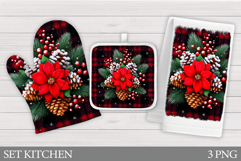 Poinsettia Oven Mitt Design. Christmas Square Pot Holder Product Image 1