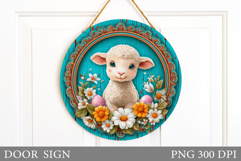 Easter Lamb Door Sign Design. Easter Door Sign Sublimation Product Image 1