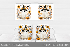 Halloween Ghost Mug Design. Cute Halloween Mug Sublimation Product Image 1