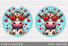 Cute Cow Car Coaster Design. Cow Coaster Sublimation Product Image 1