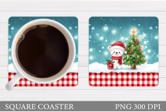 Christmas Bear Coaster Design. Christmas Coaster Sublimation Product Image 1