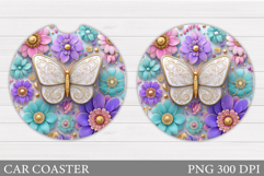 Butterfly Car Coaster Design. Butterfly Sublimation Product Image 1
