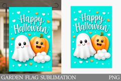 Cute Halloween Garden Flag. Cute Ghost Pumpkin Garden Flag Product Image 1