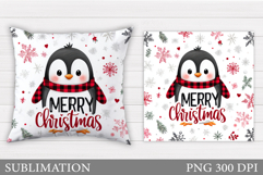 Christmas Penguin Pillow. Christmas Pillow Sublimation Product Image 1