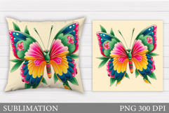 Butterfly Flowers Sublimation. Butterfly Pillow Sublimation Product Image 1