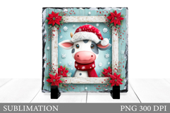 Christmas Cow Sublimation. Christmas Cow Slate Design Product Image 1