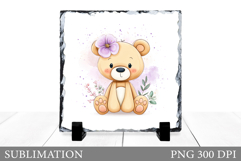 Cute Bear Sublimation. Bear Slate Sublimation Product Image 1