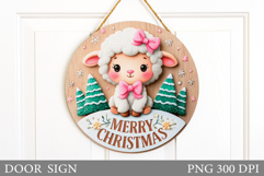 Cute Lamb Christmas Ornament. Christmas Lamb Sublimation Product Image 1