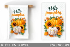 Pumpkin Kitchen Towel Design. Fall Kitchen Towel Sublimation Product Image 1