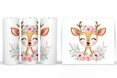 Cute Deer Tumbler Sublimation. Flowers Tumbler Design Product Image 2