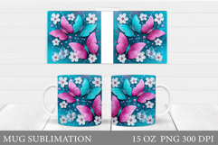 Butterflies Mug Sublimation. Butterfly Mug Design Product Image 1
