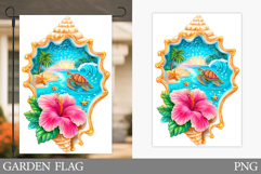 Sea Turtle Garden Flag Design. Sea Turtle Sublimation Product Image 1