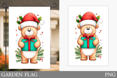 Christmas Bear Garden Flag. Christmas Garden Flag Design Product Image 1