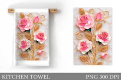 Roses Kitchen Towel. Flowers Kitchen Towel Design Product Image 1