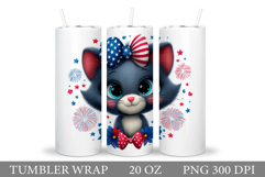 Patriotic Cat Tumbler Design. Patriotic Tumbler Sublimation Product Image 1