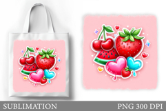 Strawberry Sublimation. Berries Tote Bag Design Product Image 1