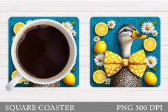 Cute Goose Coaster Sublimation. Goose Flowers Coaster Design Product Image 1