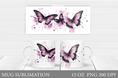 Butterfly Mug Sublimation. Butterfly Flowers Mug Design Product Image 1