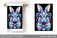 Cute Bunny Kitchen Towel Design. Cute Bunny Sublimation Product Image 1