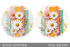 Daisy Flowers Wind Spinner. Floral Wind Spinner Design Product Image 1