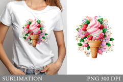 Ice Cream T-Shirt Design. Ice Cream Sublimation Product Image 1