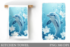 Cute Dolphin Kitchen Towel. Dolphin Sublimation Product Image 1