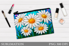 Daisy Flowers Makeup Bag. Flowers Cosmetics Bag Design Product Image 1