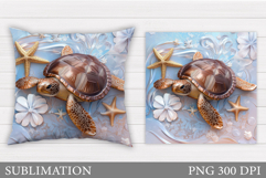 Sea Turtle Pillow Design. Cute Turtle Sublimation Product Image 1