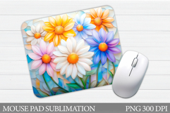 Daisy Flowers Mouse Pad. Flowers Mouse Pad Sublimation Product Image 1