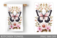 Butterfly Kitchen Towel Design. Butterfly Sublimation Product Image 1