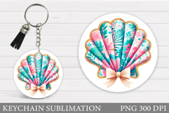 Seashell Keychain Sublimation. Jellyfish Keychain Design Product Image 1