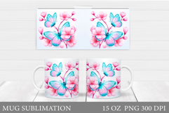 Butterflies Mug Sublimation. Butterfly Mug Design Product Image 1
