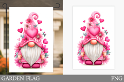 Valentines Gnome Garden Flag. Valentines Garden Flag Design Product Image 1