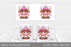 Cute Cow Mug Design. Cute Cow Sublimation Product Image 1