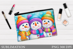 Snowman Cosmetics Bag. Christmas Makeup Bag Sublimation Product Image 1