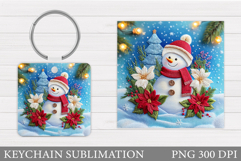Christmas Snowman Keychain. Christmas Keychain Sublimation Product Image 1