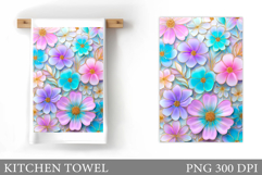 Floral Kitchen Towel Design. Flowers Kitchen Towel Product Image 1