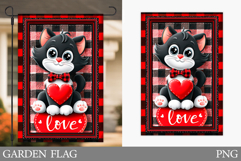 Valentines Cat Garden Flag. Valentines Garden Flag Design Product Image 1