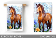 Horse Kitchen Towel Design. Cute Horse Sublimation Product Image 1