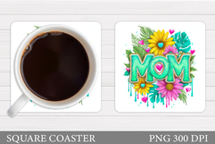 Mother's Day Coaster Design. Flowers Coaster Sublimation Product Image 1