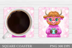 Cute Cow Coaster Design. Funny Cow Sublimation Product Image 1