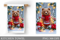 Christmas Bear Kitchen Towel. Christmas Kitchen Towel Design Product Image 1