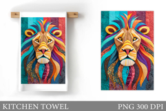 Lion Kitchen Towel Design. Kitchen Towel Sublimation Product Image 1