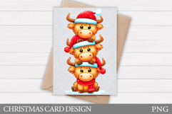 Christmas Cow Card Printable. Christmas Card Design Product Image 1