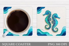 Seahorse Coaster Design. Seahorse Sublimation Product Image 1
