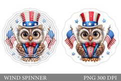Patriotic Owl Wind Spinner. Patriotic Wind Spinner Design Product Image 1