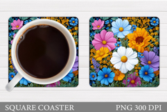 Wildflowers Coaster Design. Flowers Coaster Sublimation Product Image 1
