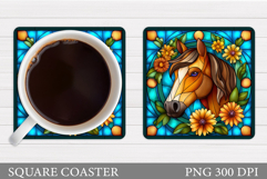 Horse Coaster Design. Horse Flowers Coaster Sublimation Product Image 1
