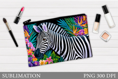 Zebra Cosmetics Bag Design. Zebra Makeup Bag Sublimation Product Image 1
